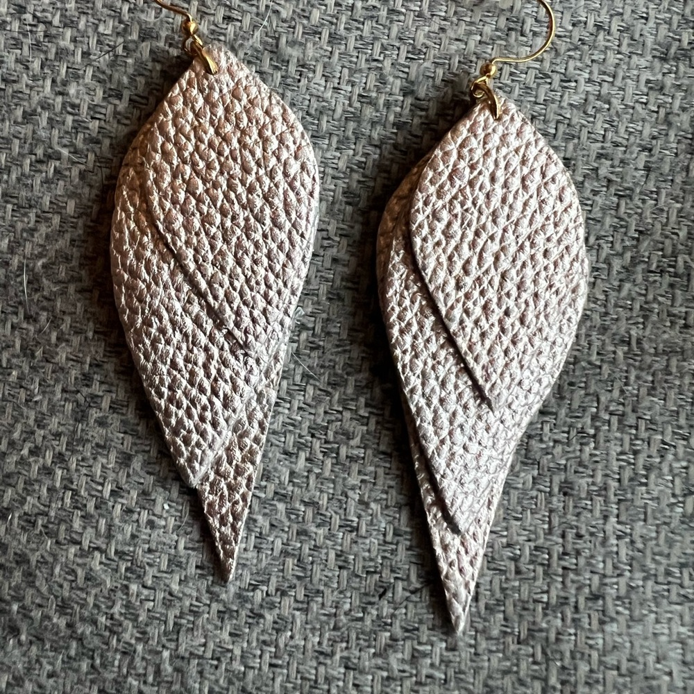 Rose Gold Layered Leather Noonday Earrings BRAND NEW